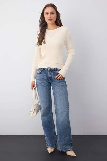 Trendyol Collection Wardrobe Essentials Ecru Interwoven Knitwear Blouse-Sweater |   Twoaw26Kz000222