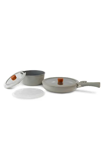 NEOFLAM Midas Gray 6 Piece Nested Pot and Pan Set with Detachable Handles D-Neomds6I-07