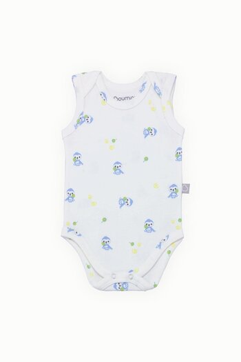 Boumini Cotton Baby Snapback Undershirt Body Blue Miskin Envelope Collar 0-36 Months