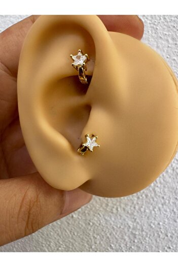 Arescollection zirkon taşlı yıldız tragus 1 adet 6 mm mini halka piercing