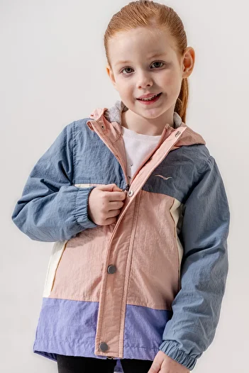 Verscon Girl's Hooded Lined Raincoat with Snap Fasteners and Zipper Closure 1 - 5 Years