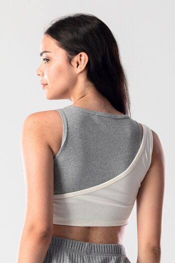 Mood Lab Women's Asymmetrical 2 Color Crop Sports Tank Top