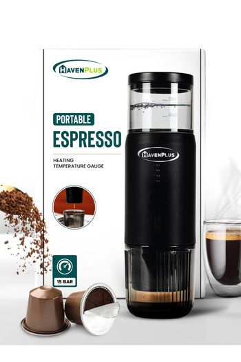 HavenPlus Portable Coffee Espresso Machine, 3-4 Min Self-Heating, 15-Bar Pressure, Food-Grade