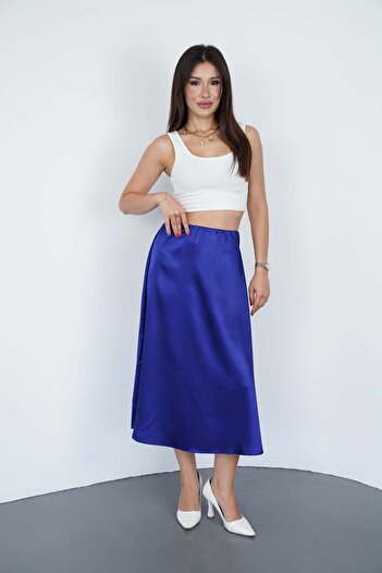 polle Fustă bleumarin din satin