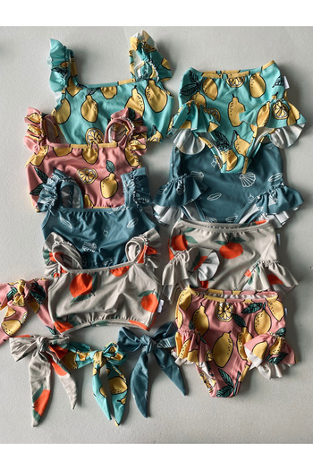 rg kidsstore Uv Protection Kids Ruffle Buckle Bottom Top Swimsuit Set – Sun Protection Children's Swimwear_Rg1600