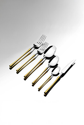 Nehir Marbella Gold Simple 6-Person 36-Piece Cutlery Set