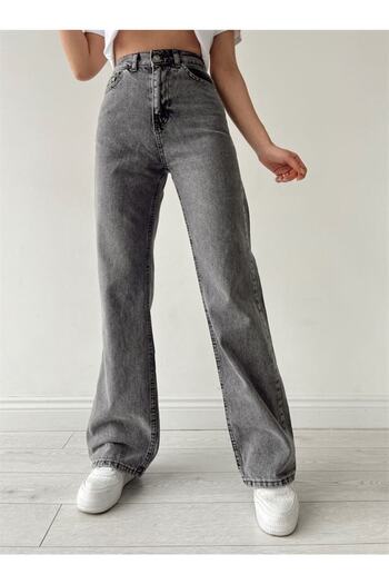 LAMİRA High Waist Palazzo Jean Smoked Wash