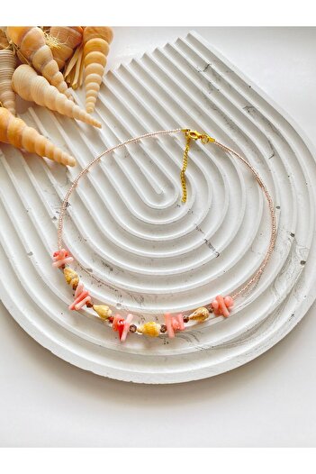 LiKESUN Coral Natural Stone Necklace