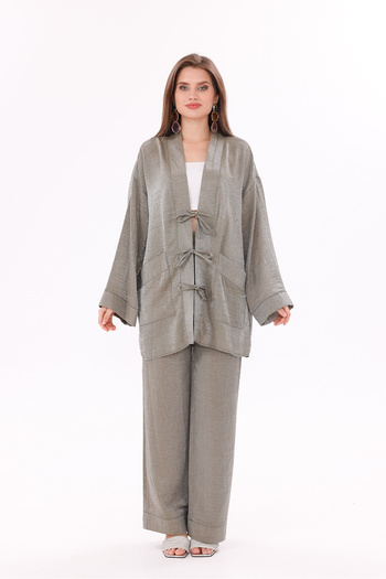 happinice Front Lace Stone Detail Double Suit