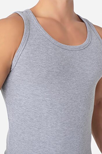 Arma Yıldız Men's Gray Ribbed Camisole Undershirt 3 Pack Stretchy and Soft Fabric