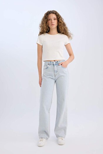 DeFacto 90S Wide Leg High Waist Wide Leg Long Jean Pants D7960Ax25Sp