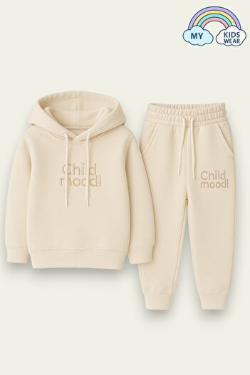 My Kids Wear Three Thread Raster Pocket and Hooded Sweatpants Set