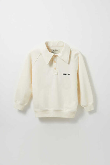 Marvy Ekru Nakış Detaylı Reglan Kol Sweatshirt