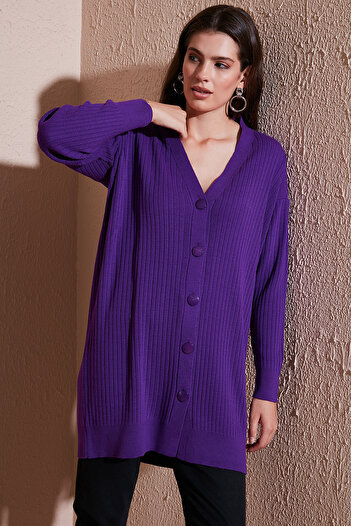 Lela Long V-neck Knitwear CarDigan - ButtoneD, CarDigan 4616040 Y