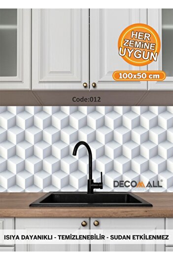 DECOMALL 12 Code YAPIŞKANLI DESENLİ FOLYO DUVAR DOLAP MUTFAK TEZGAH ARASI FOLYO KAPLAMA(50x100cm)