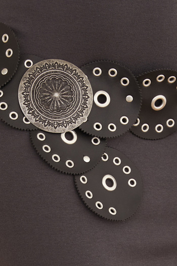 Fulla Moda Eyelet Detailed Metal Buckle Belt