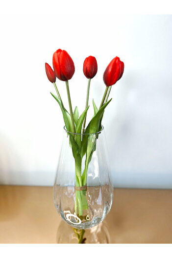 vanilya accessory Premium Tulip in Glass Vase (Wet Textured)