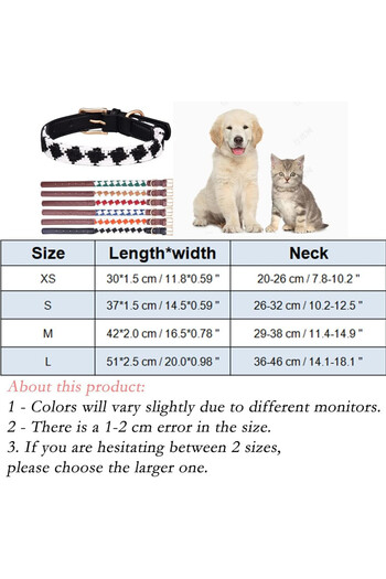 Yiwong dog collar, polyester/metal, white/red, size XS