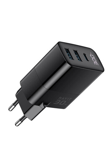 Havit Type-C Charger with 2x USB 30W UCLE001 EU, Black