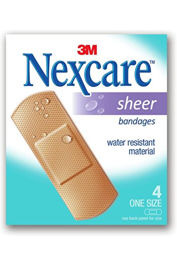 3M Nexcare 656-4 Sheer Bandages – 4 Pieces, Water Resistant