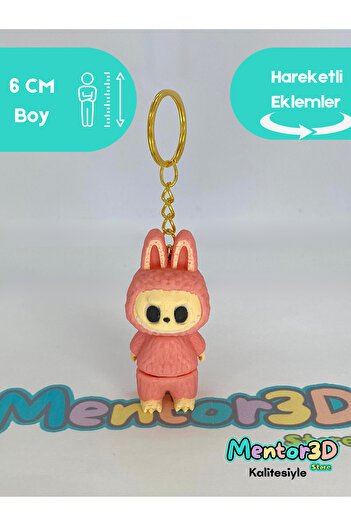 Mentor 3D Store Labubu Keychain 3D Animated Character Figure (1 Piece) + Earthquake Whistle Gift