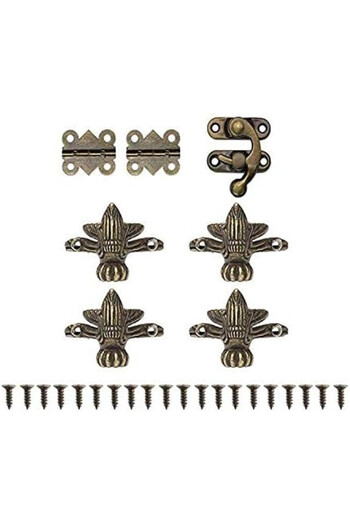 Sysoon Set of 4 legs, a lock and 2 hinges, metal, bronze