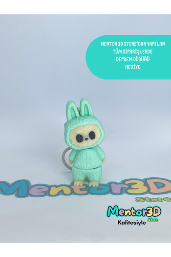Mentor 3D Store Labubu Keychain 3D Animated Character Figure (1 Piece) + Earthquake Whistle Gift
