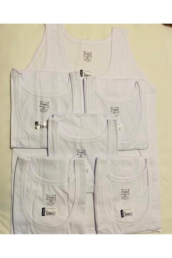 Tutku Men's White 6-Pack 100% Cotton Combed Cotton Tank Top.