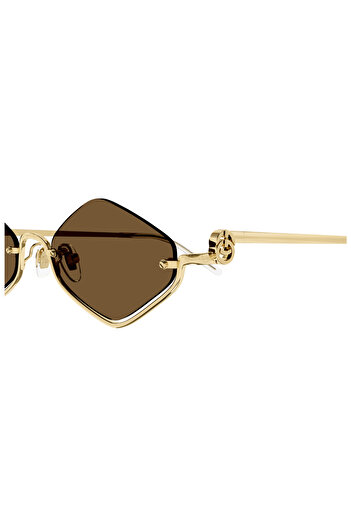 Gucci GG1604S-002 – Ochelari de soare damă, ramă metalică aurie, lentile maro, mărime 53