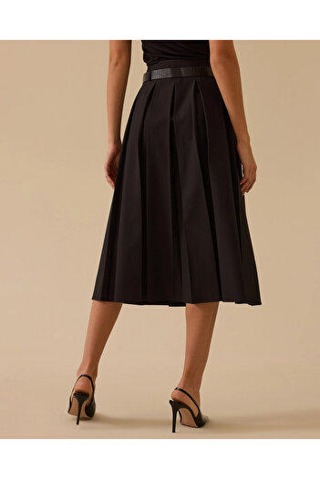SEÇİL Belted Pleated Midi Skirt