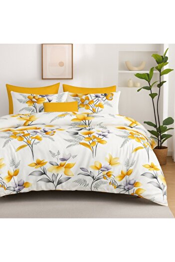 Pucioasa 6-piece finet bedding set yellow flowers on white