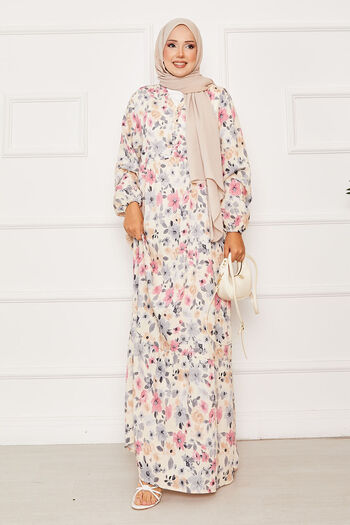 EBRUTESETTÜR Half Button Detailed Floral Patterned Dress