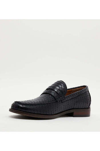Steve Madden Mens Marvyn Black Leather Loafers & Moccassins