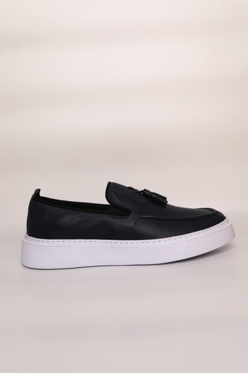 Greyybull Shoes Чорно-сині шкіряні чоловічі кросівки з китицями - стильні та зручні чоловічі кросівки