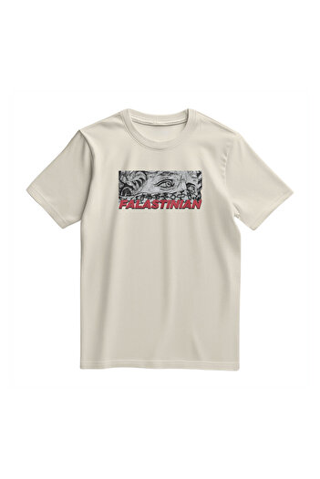 Zaytoon Unisex κοντομάνικο μπλουζάκι με φαλαστινιανό και μάτια με αλυσίδα S έως 2xl T300029