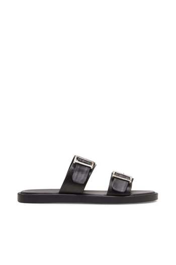 Steve Madden Mens Gritty Black Leather Arabic Sandals