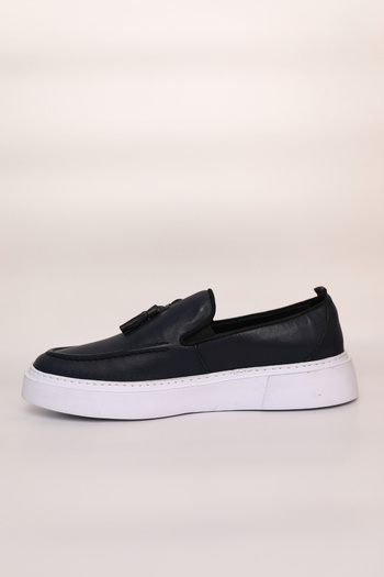 Greyybull Shoes Чорно-сині шкіряні чоловічі кросівки з китицями - стильні та зручні чоловічі кросівки