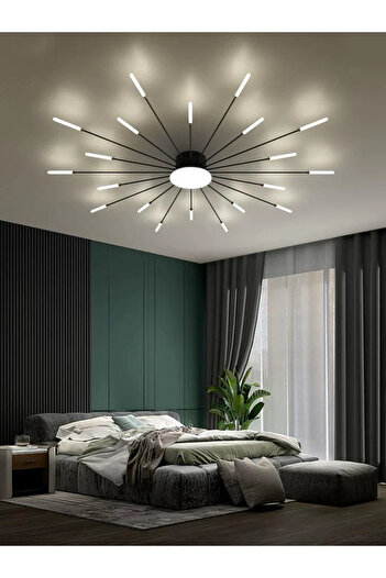 LED CONCEPT LED chandelier with 3 types of light and remote control, 15W, dimmable, black with gold