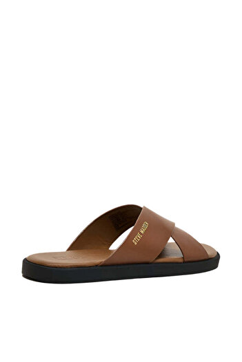 Steve Madden Mens Granuluar Tan Leather Arabic Sandals