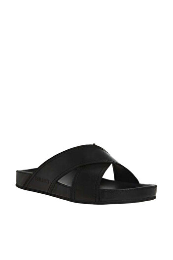 Steve Madden Mens Jericho Black Leather Arabic Sandals