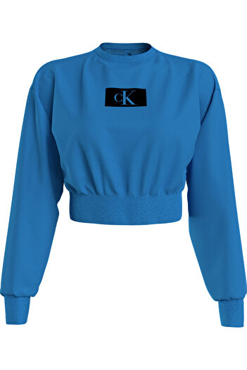 Calvin Klein L/S SWEATSHIRT Kadın Mavi Sweatshirt