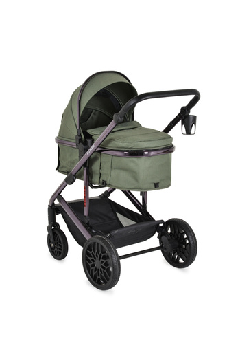 Moni Convertible 2in1 All Road DarkGreen stroller with galvanized aluminum frame, durable wheels