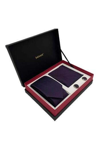 Brianze Plum Tie, Handkerchief and Cufflink Boxed Set