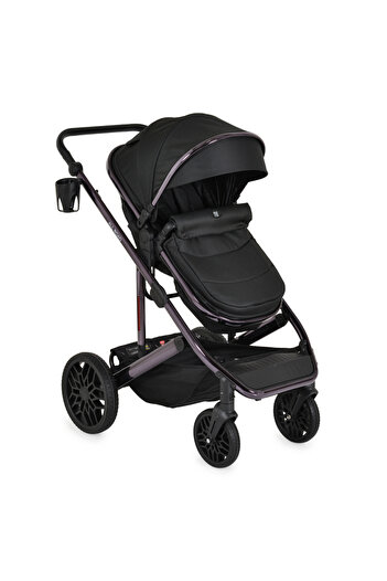 Moni Convertible 2in1 All Road Black Stroller with Galvanized Aluminum Frame, Durable Wheels with Su