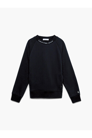 Calvin Klein INTARSIA FLEECE CREW Erkek Siyah Sweatshirt
