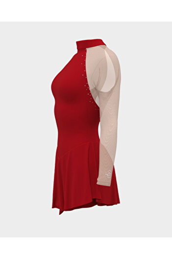 sagester 165/Sw Red Lycra & Mesh Detailed Dress