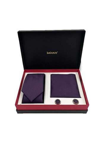 Brianze Plum Tie, Handkerchief and Cufflink Boxed Set