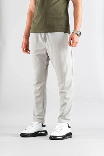 bombe Erkek Siyah Pantolon Beli Lastikli Slim Fit Esnek Likralı Basic Pamuklu Jogger