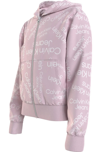 Calvin Klein STACKED LOGO AOP ZIP Kadın Pembe Sweatshirt