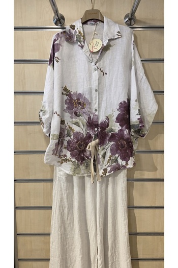 Park Moda Italian Linen Shirt Bunch Pattern